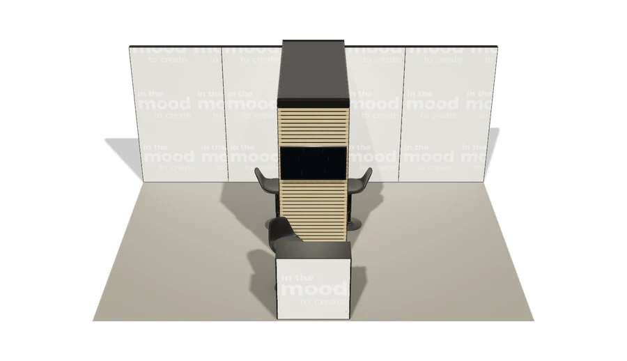 Układ z góry stoiska targowego stoisko polwyspowe 6x4 m100 led pelny z0 r0 s2 l1 e1 p0 w0 m0 g1 a0 v2 o1