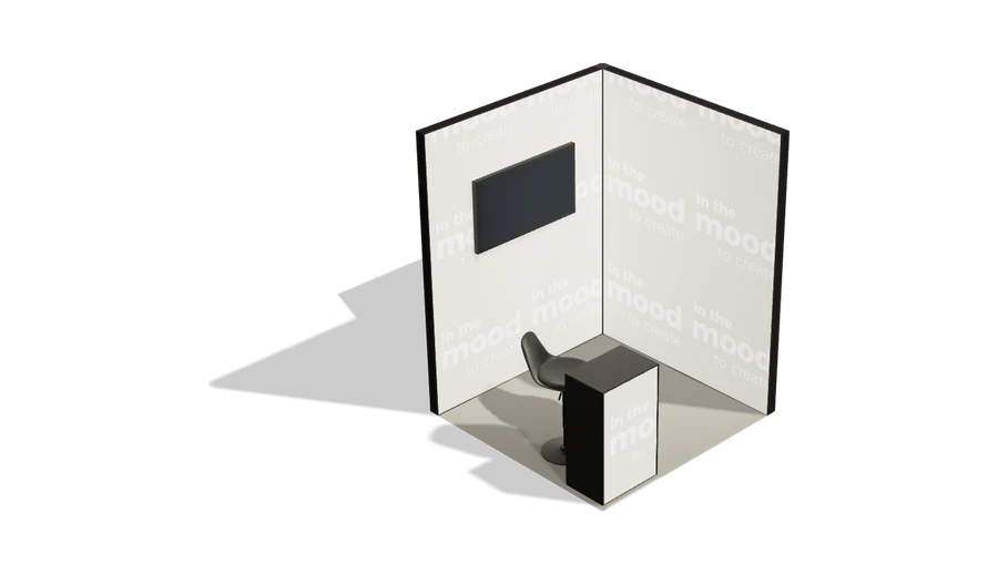 Układ z góry stoiska targowego stoisko narozne prawe 2x2 m100 led  z ekranem z0 r0 s0 l1 e1 p0 w0 m0 g0 a4 v2 o3