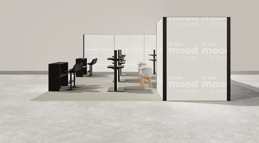 Z boku stoiska targowego stoisko narozne lewe 10x6 m100 led  z zapleczem z2 r0 s0 l1 e1 p0 w0 m0 g0 a4 v2a o2