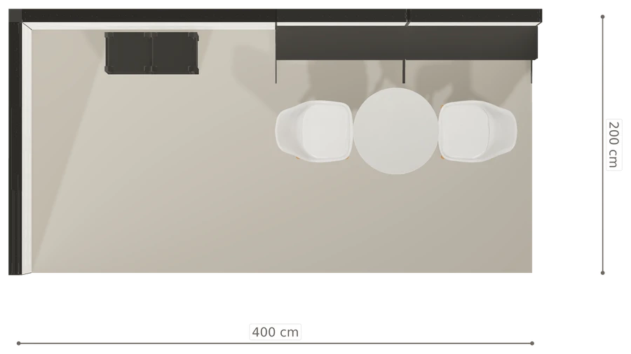 Rzut z góry stoiska stoisko narozne lewe 4x2 m100 led ekspozycyjny z0 r1 s0 l0 e0 p0 w2 m0 g0 a4 v2 o4
