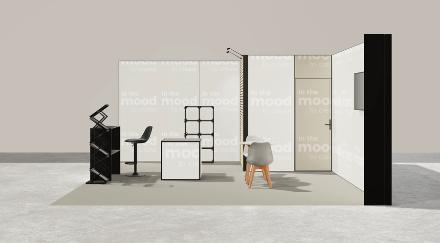 Z boku stoiska targowego stoisko narozne lewe 6x5 m100 led  z zapleczem z2 r0 s0 l1 e1 p0 w0 m0 g0 a1 v2 o5