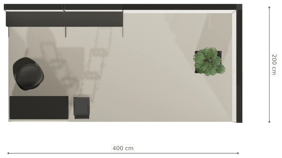 Rzut z góry stoiska stoisko narozne prawe 4x2 m100 led  ekspozycyjny z0 r1 s0 l1 e0 p0 w2 m0 g0 a4 v2 o5