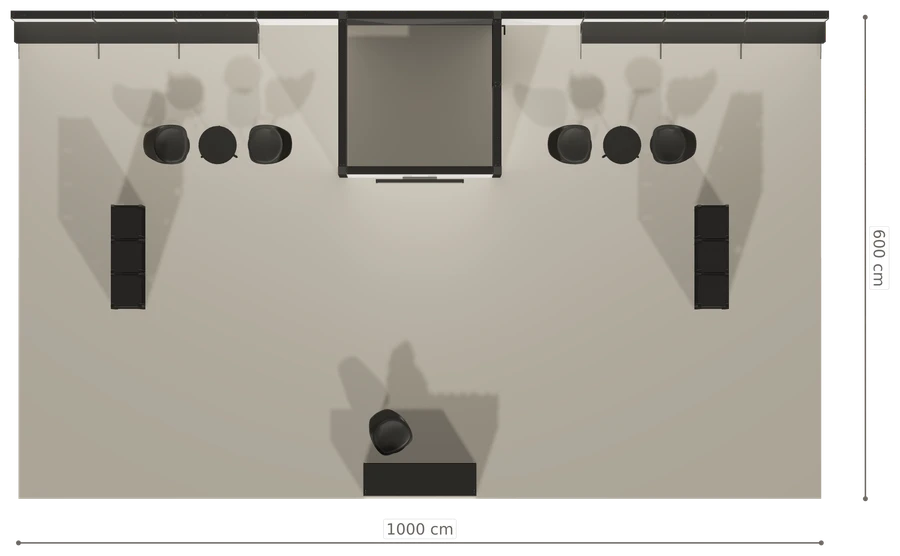 Rzut z góry stoiska stoisko polwyspowe 10x6 m100 led ekspozycyjny xl z2 r2 s0 l1 e1 p0 w0 m0 g0 a4 v2 o4