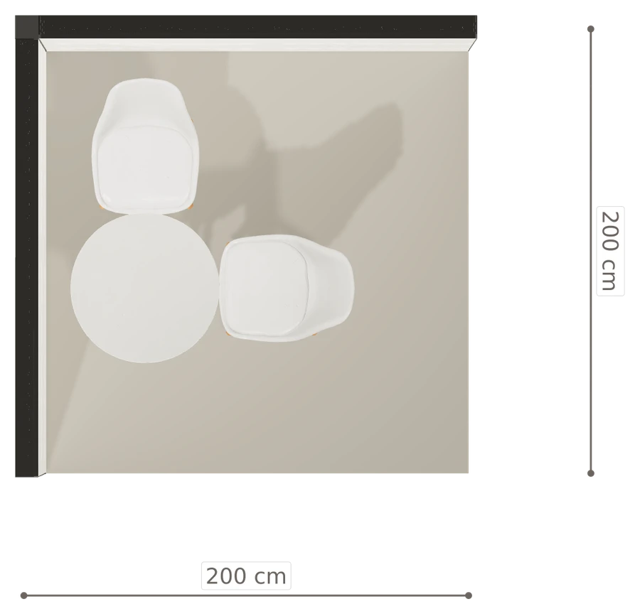Rzut z góry stoiska stoisko narozne lewe 2x2 m100 led podstawowy z0 r0 s0 l0 e0 p0 w0 m0 g0 a4 v2 o4
