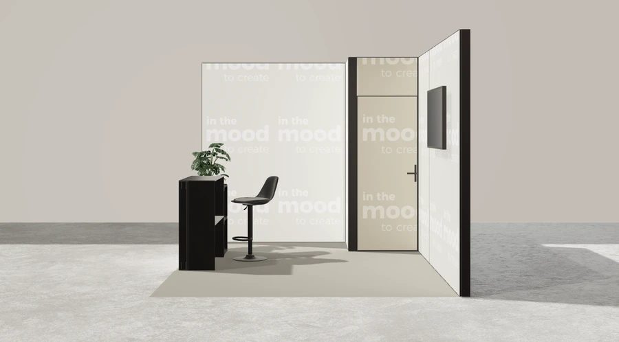 Z boku stoiska targowego stoisko narozne lewe 4x3 m100 led z zapleczem z1 r0 s0 l1 e1 p0 w0 m0 g0 a4 v2 o4