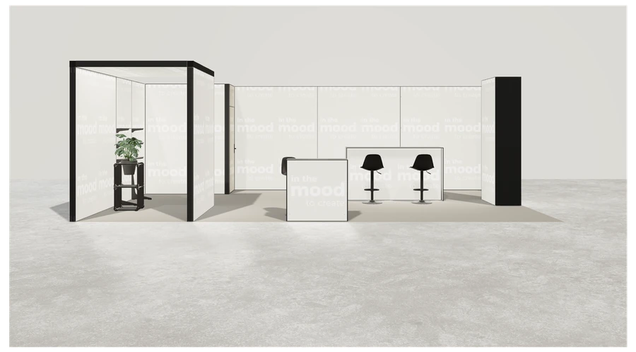 Od frontu stoiska targowego stoisko narozne lewe 8x5 m100 led pelny z1 r1 s2 l1 e0 p0 w1 m1 g0 a4 v2 o4
