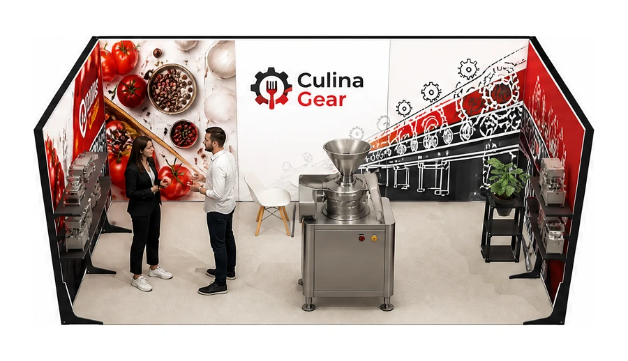 Stoisko 6 × 3 m szeregowe dla branży technologie spożywcze, przykładowa marka Culina Gear