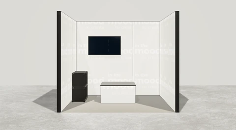 Wizualizacja: Stoisko szeregowe 3×3 m, z mocowaniem TV