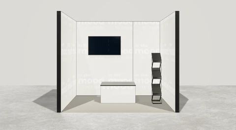 Wizualizacja: Stoisko szeregowe 3×3 m, z mocowaniem TV