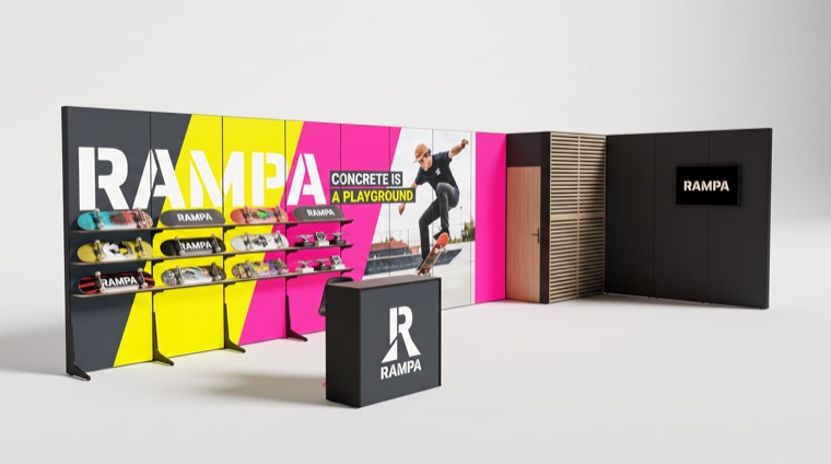 M100LED 10x4 m, narożne prawe — grafika marki RAMPA